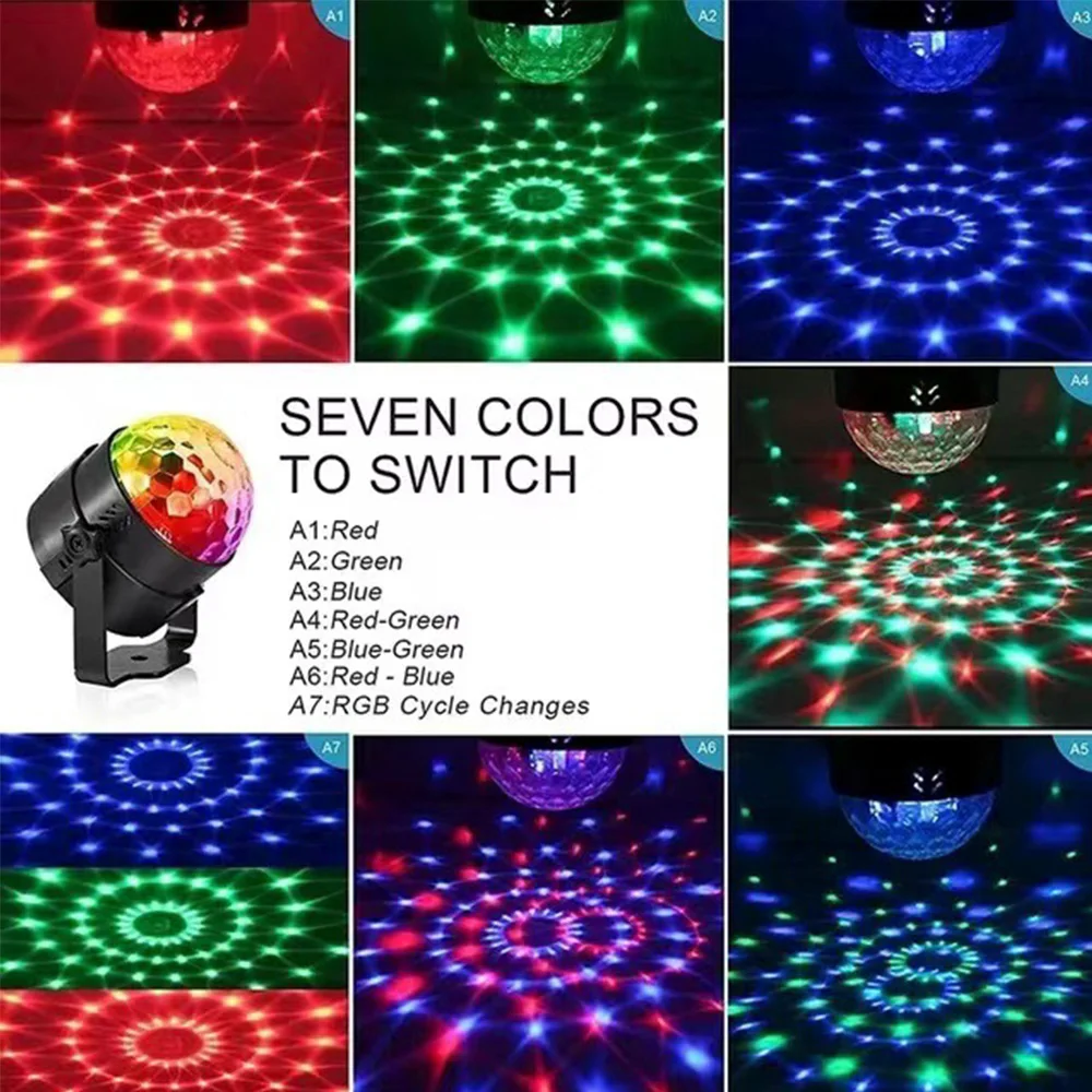 RGB LED Stage Disco Light Rotating Christmas Atmosphere Rotating Ball Lamp Magic Dance Car Gift Party Club Laser Show Lamp Party