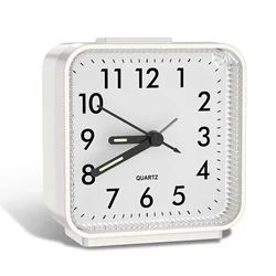 ORIA Portable Analog Alarm Clock - Classic Bedside Clock for Home & Travel, Available in 4 Colors (White)
