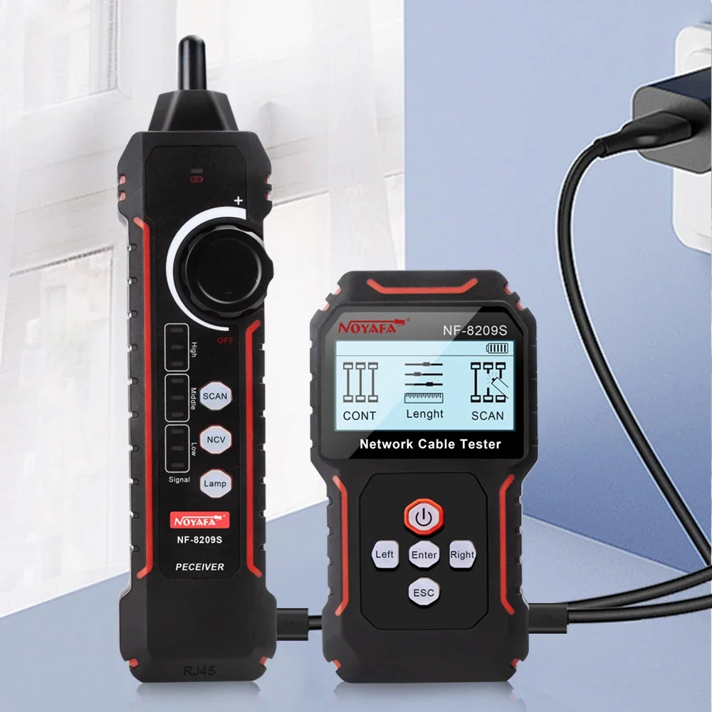 noyafa New NF-8209S LCD Network Cable Tester Wire Tracker PoECurrent  Length cabl RJ45 Cable Tracker multifunctional tester Tool 2