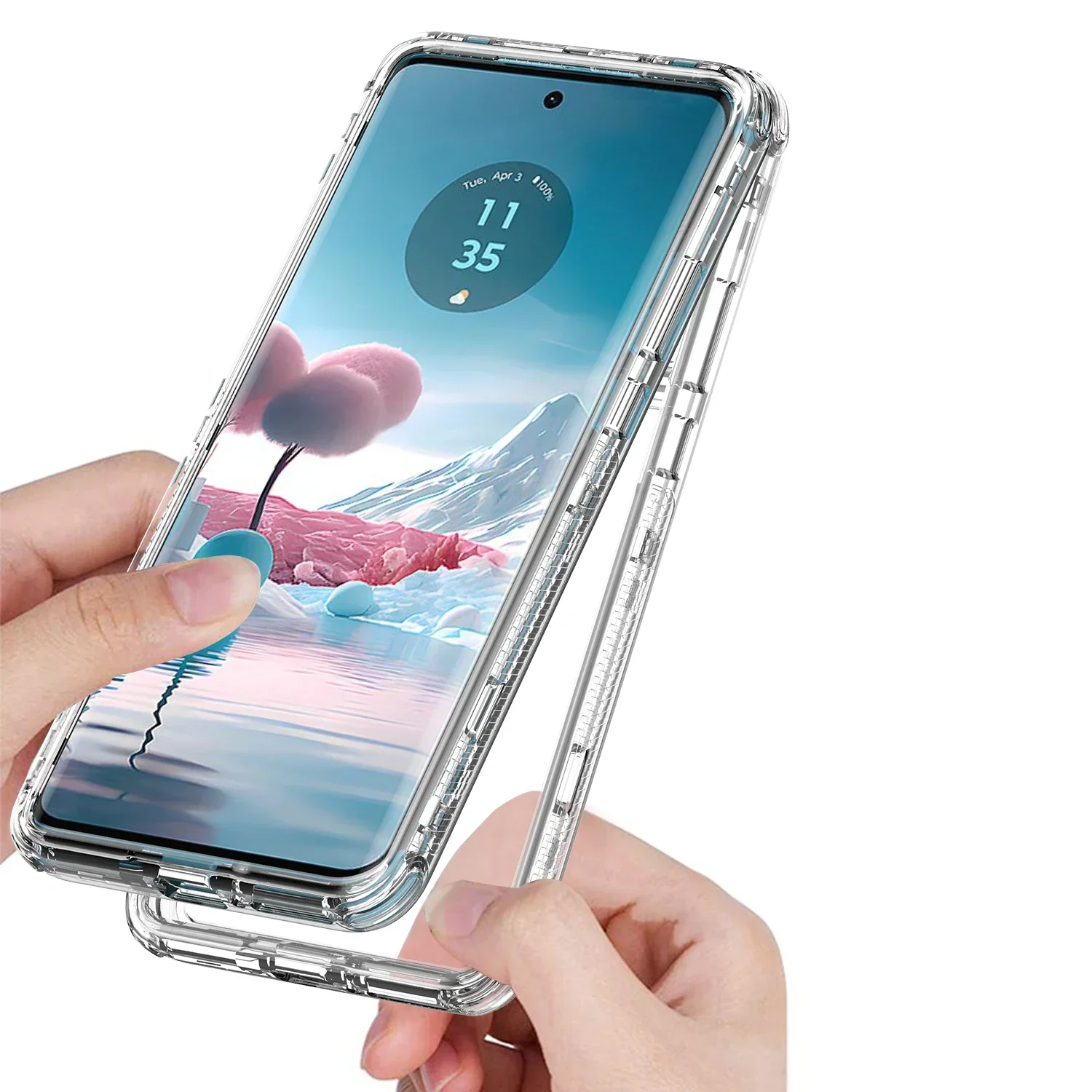 Tri-Layer Hybrid Armor Shockproof Case with Transparent Acrylic Back