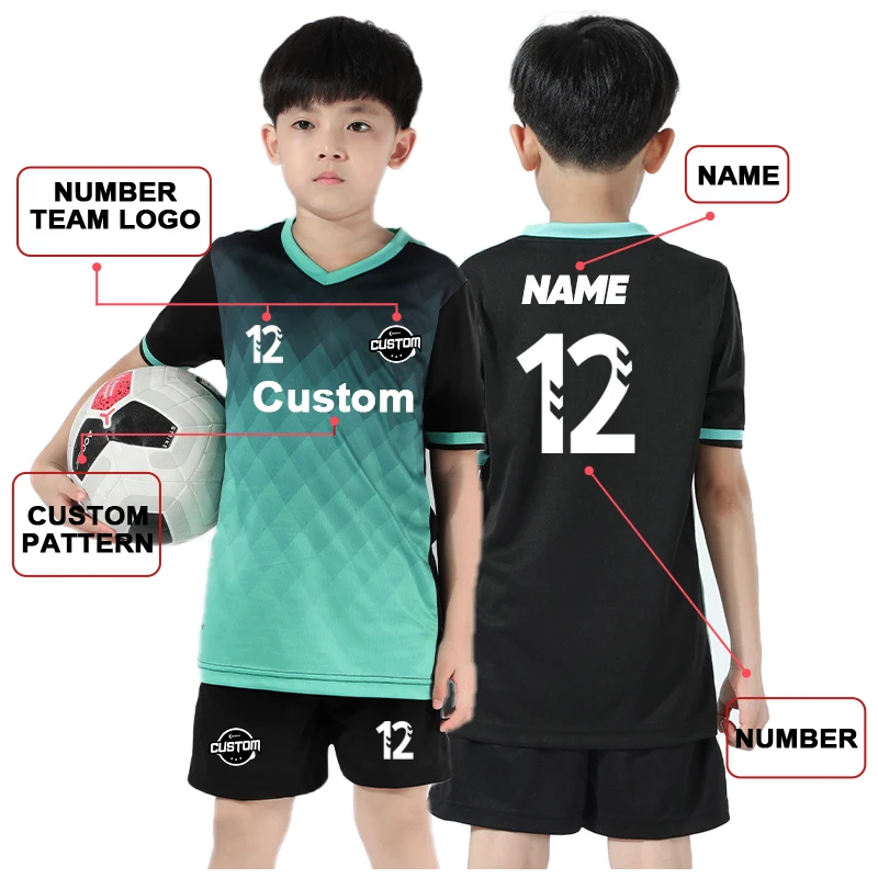 Football Jersey Set Soccer Uniform Kids Personalized Polyester Breathable For Children