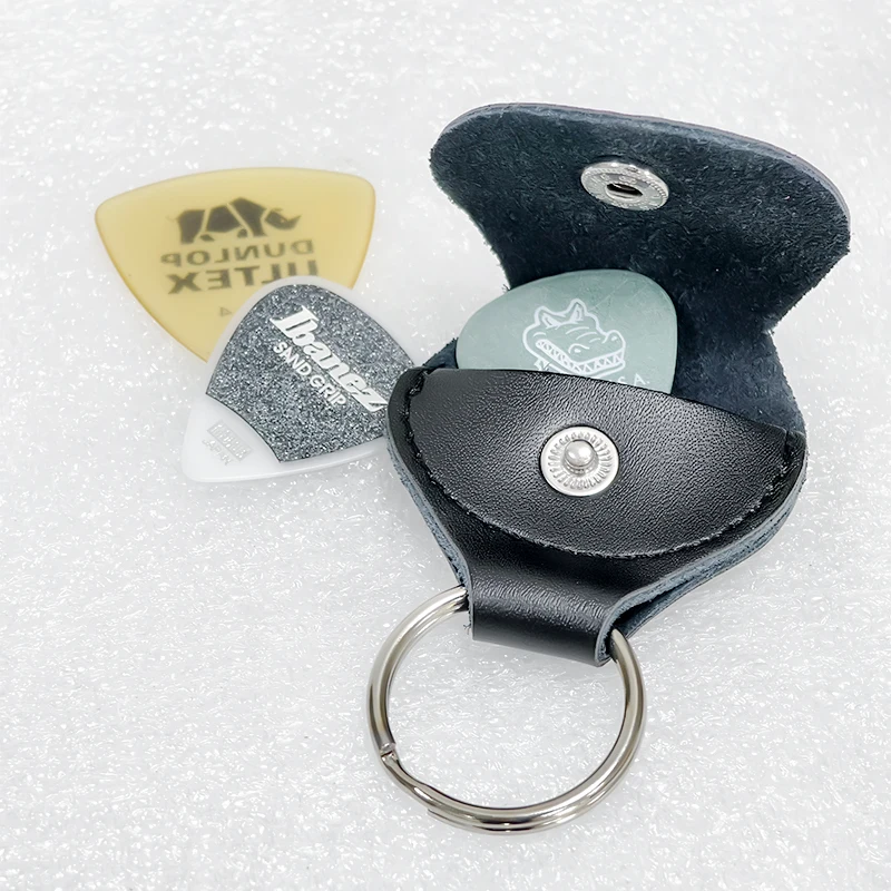 Guitar Pick Holder Dunlop Leather Guitarra Plectrum Case Bag Keychain Shape Guitar Accessories Parts
