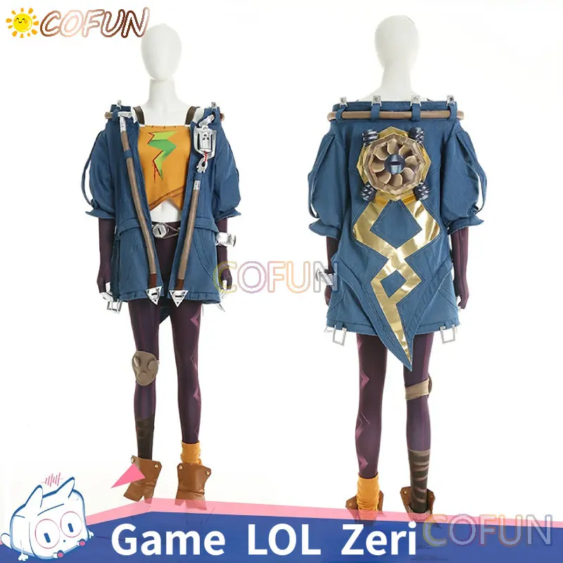 

COFUN LOL The Spark Of Zaun Zeri Chromas Cosplay Costume Zeri Unifrom Full Set Halloween Game Suit Women