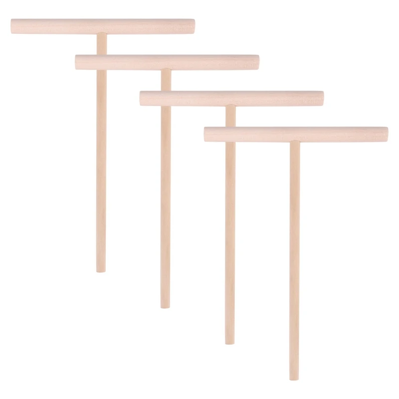 Trend 4Pcs T Shape Crepe Maker Pancake Batter Wooden Spreader Stick, Wooden Crepe Tools,Crepe Spreaders For Making Crepes