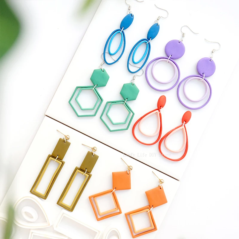 3pcs Set Hollow Ring Polymer Clay Cutter Geometric Shape Soft Pottery Mold DIY Earring Pendant Jewelry Making Cutting Tools