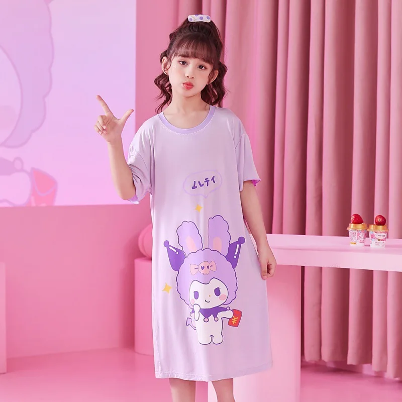 Girls' Summer Modal Short Sleeves Pajamas for Children Sleeping Sleepwear Children Robe Children's Clothing Mother Kids