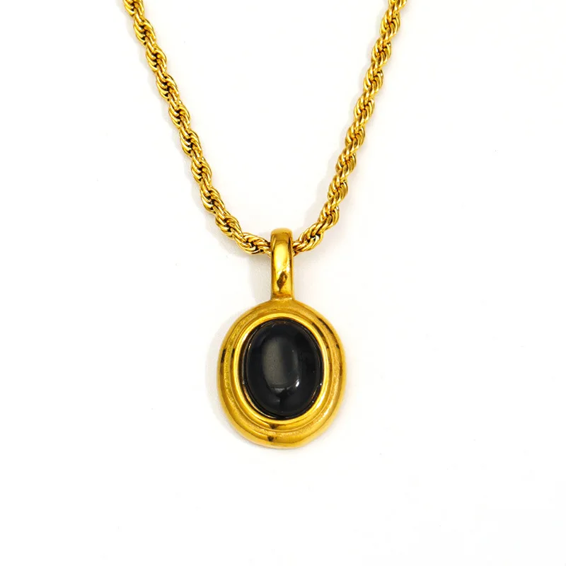 

2023 Exquisite Black Color Crystal Pendant Necklaces For Woman Luxury Designs Stainless Steel Jewelry Birthday Gift Accessories