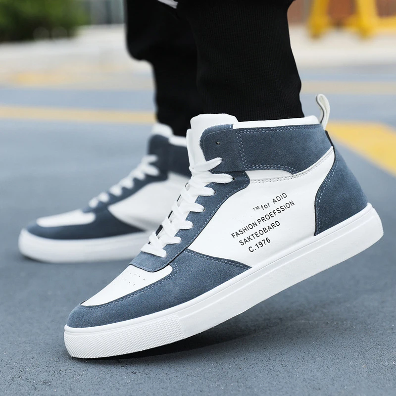 Brand Leather Men's Skateboarding Shoes High-top Sneakers Thick Sole  Lightweight Sports Walking Shoes Mens Footwear Size 39-46 - AliExpress