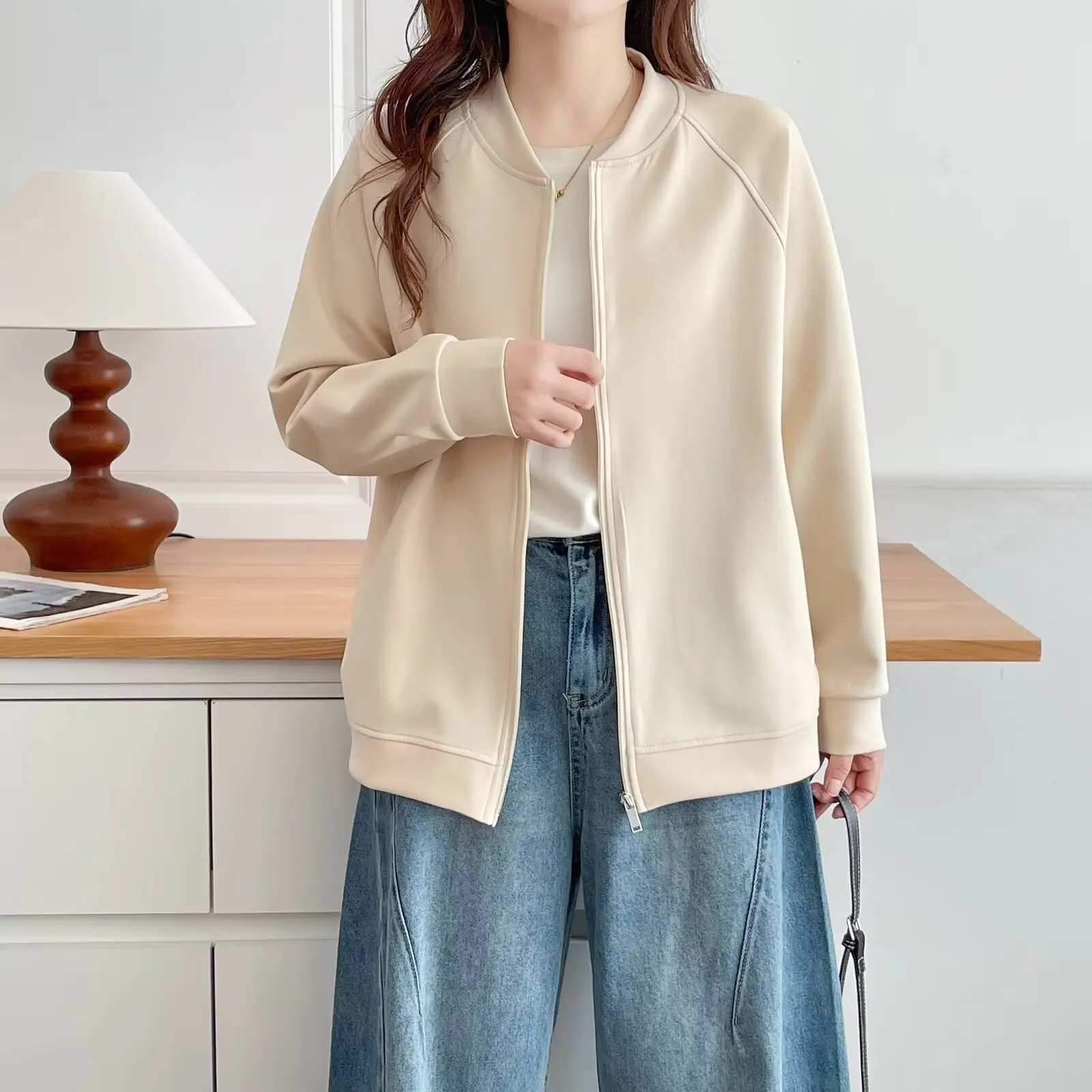 XXXXXL Fashion Plus Size Women's Coat Autumn New Simple Baseball Jacket Casual And Versatile Zipper Cardigan 5552