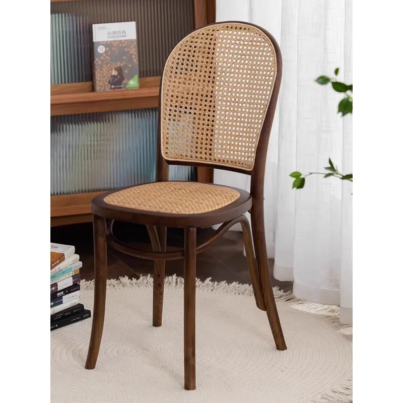 

Customized solid wood chair dining chair Nordic lounge chair rattan back chair American country chair design European adult simp