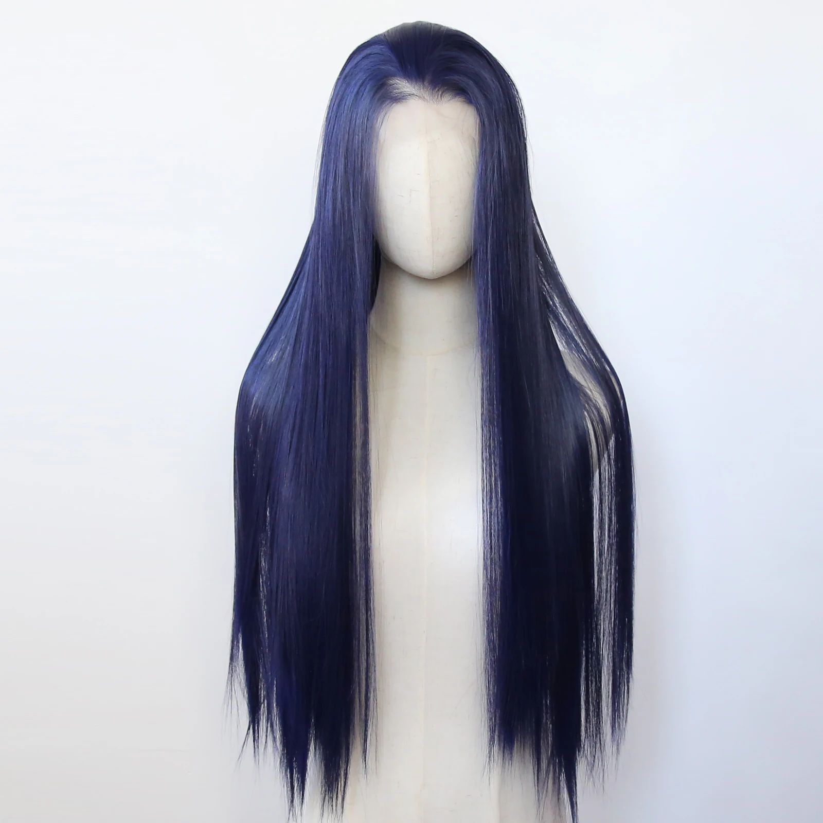 Synthetic Lace Front Wig Long Straight Pre Plucked Heat Resistant Hair For Daily Wear Cosplay