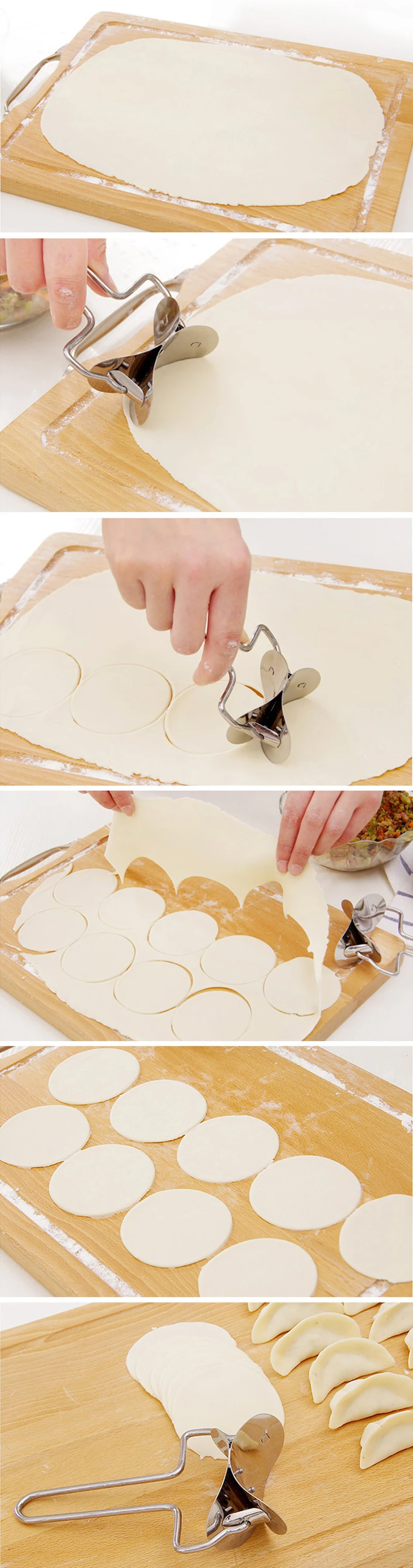 Rouleau À Raviolis En Acier Inoxydable Ergonomique Avec Manche En Bois Facile À Utiliser Et À Nettoyer Pour La Maison Et Le Restaurant