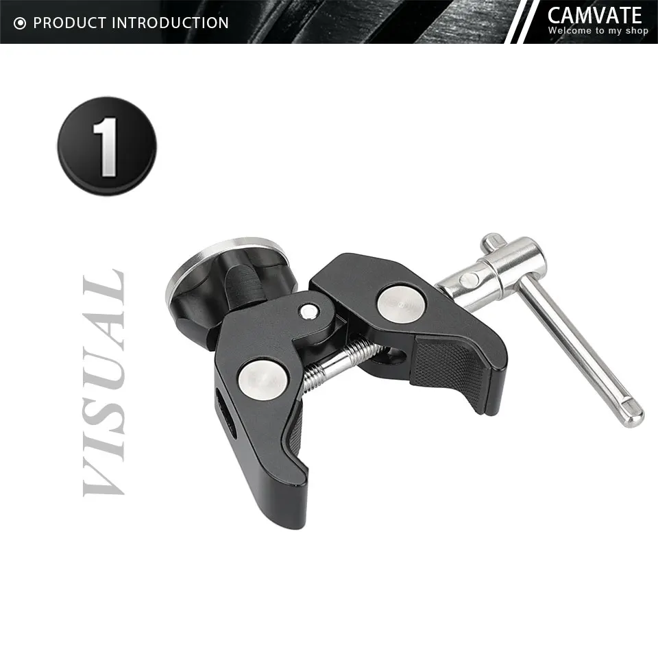 Super Crab Clamp With ARRI Rosette Mount M6 Female Thread & 1/4"-20 Threaded Hol