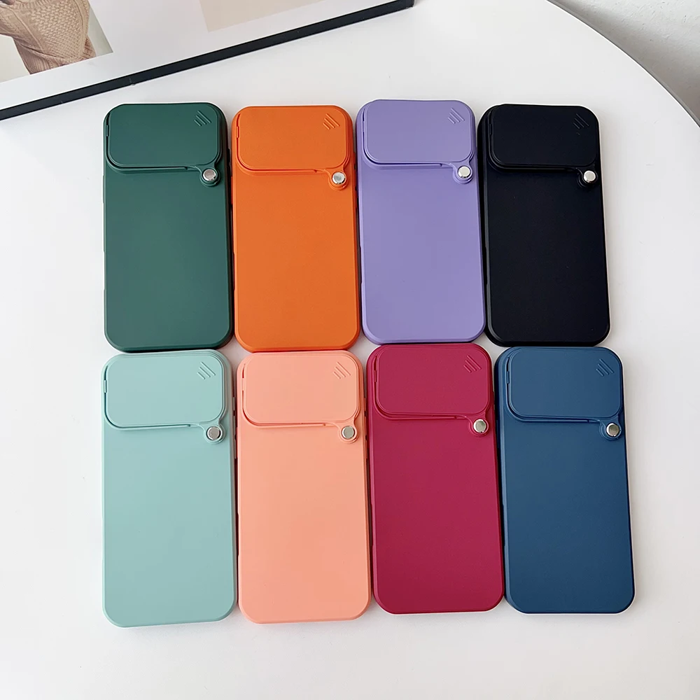 Soft Silicone Shockproof Case with Slide Camera Lens Protection and Matte Skin Feel