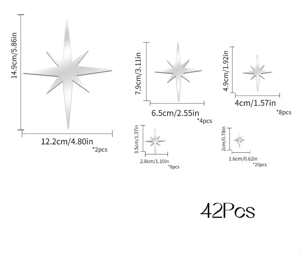 Acrylic Star Mirror Stickers 6