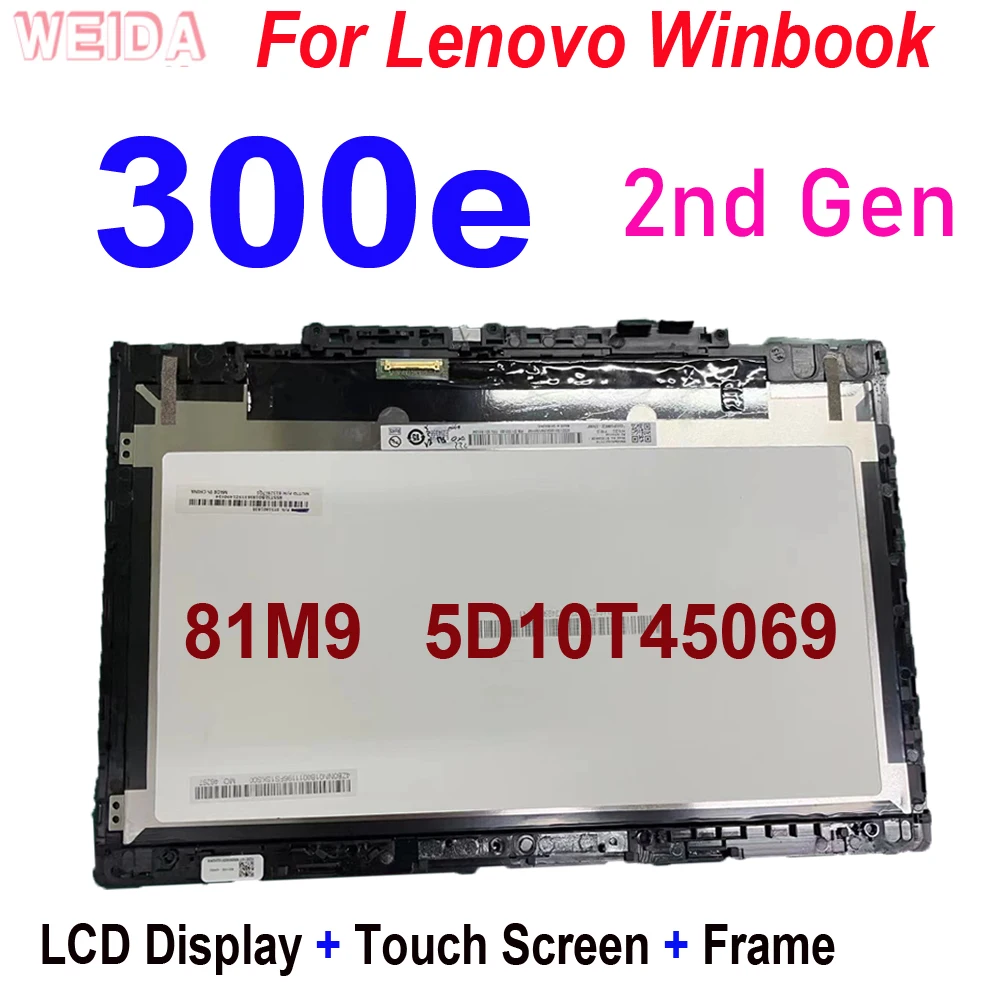 para Lenovo Winbook 300e 2nd Gen 81m9 5d10t45069 Laptop Display Lcd Touch Screen Quadro Substituição Assembléia hd 1366*768 11.6