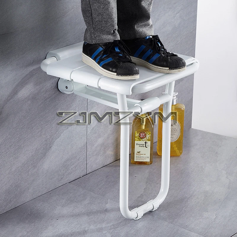 Wall-mounted Bathroom Stool, Stainless Steel, PVC, Plastic, Foldable Bench, Shower Chair, Shower Folding Seat, Furniture 3