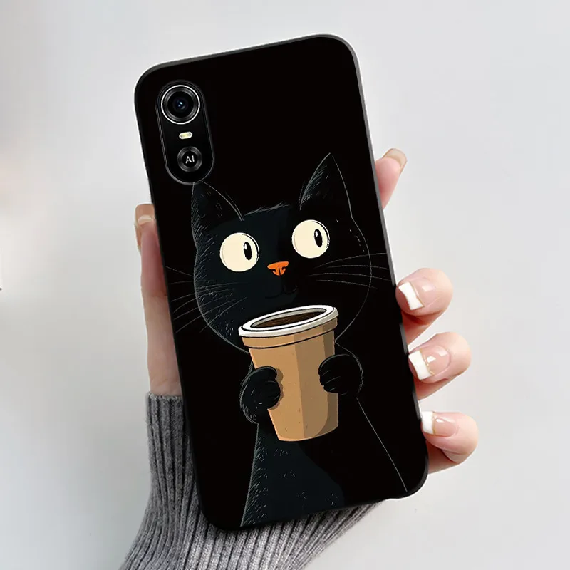 Matte Black Aesthetic Luxury Cute Pattern Soft Silicone Back Cover - Boys & Girls