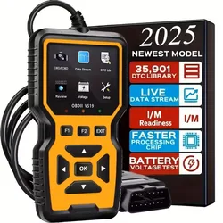 Professional - Grade OBD2 Diagnostic Code Reader with Live Data and Battery Voltage Testing (YELLOW)