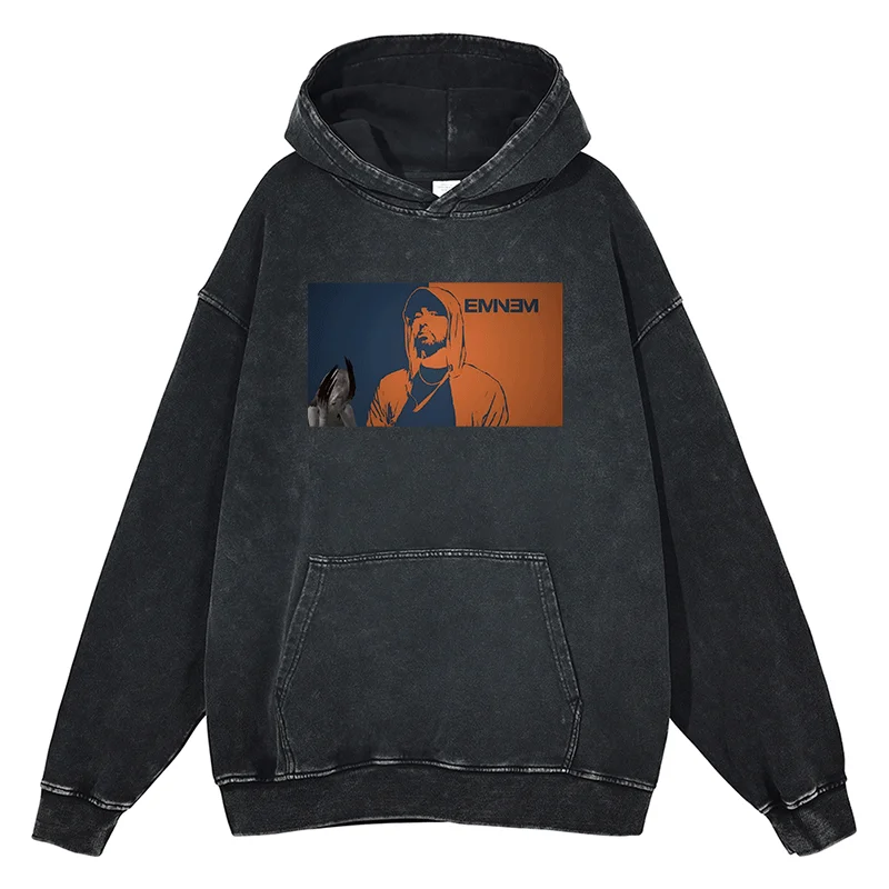 Eminem Alphabet Print Hoodies Autumn/Winter Quality Cotton Sweatshirt Fashion Men Women Hip Hop Oversized Black Streetwear Tops