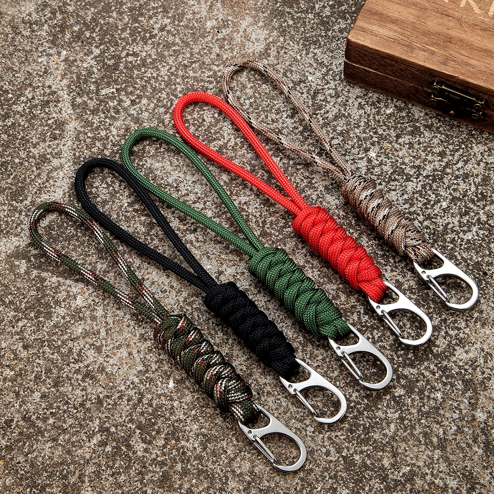Corda Paracord con Moschettone e Portachiavi - Nero