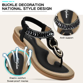 Womens T-Strap Flip Flop Thong Sandals Beach Shoes for Women Comfortable Summer Dressy Flat Sandals 3