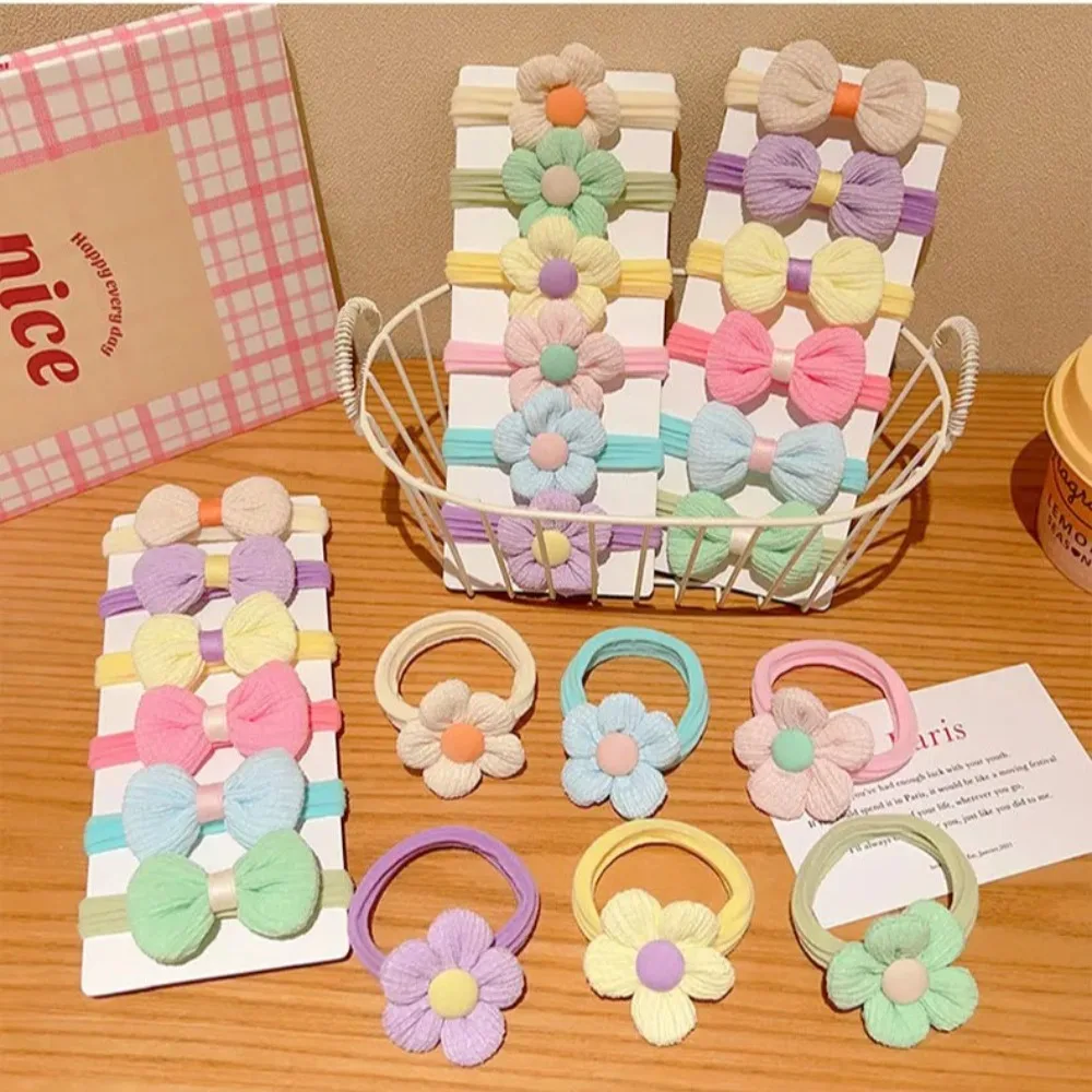 6pcs High-value Korean Cute Hair Rope Bowknot Elastic Hair Ring Princess No Harm Hair Band Kid Hair Accessory 3