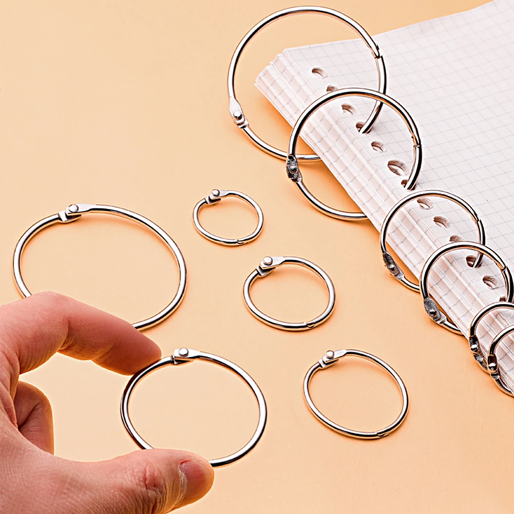 15/30pcs Metal Ring Binder Staple Book Binder Albums Loose-leaf Book Hoops Loose Leaf Ring Keychain Office Binding Supplies