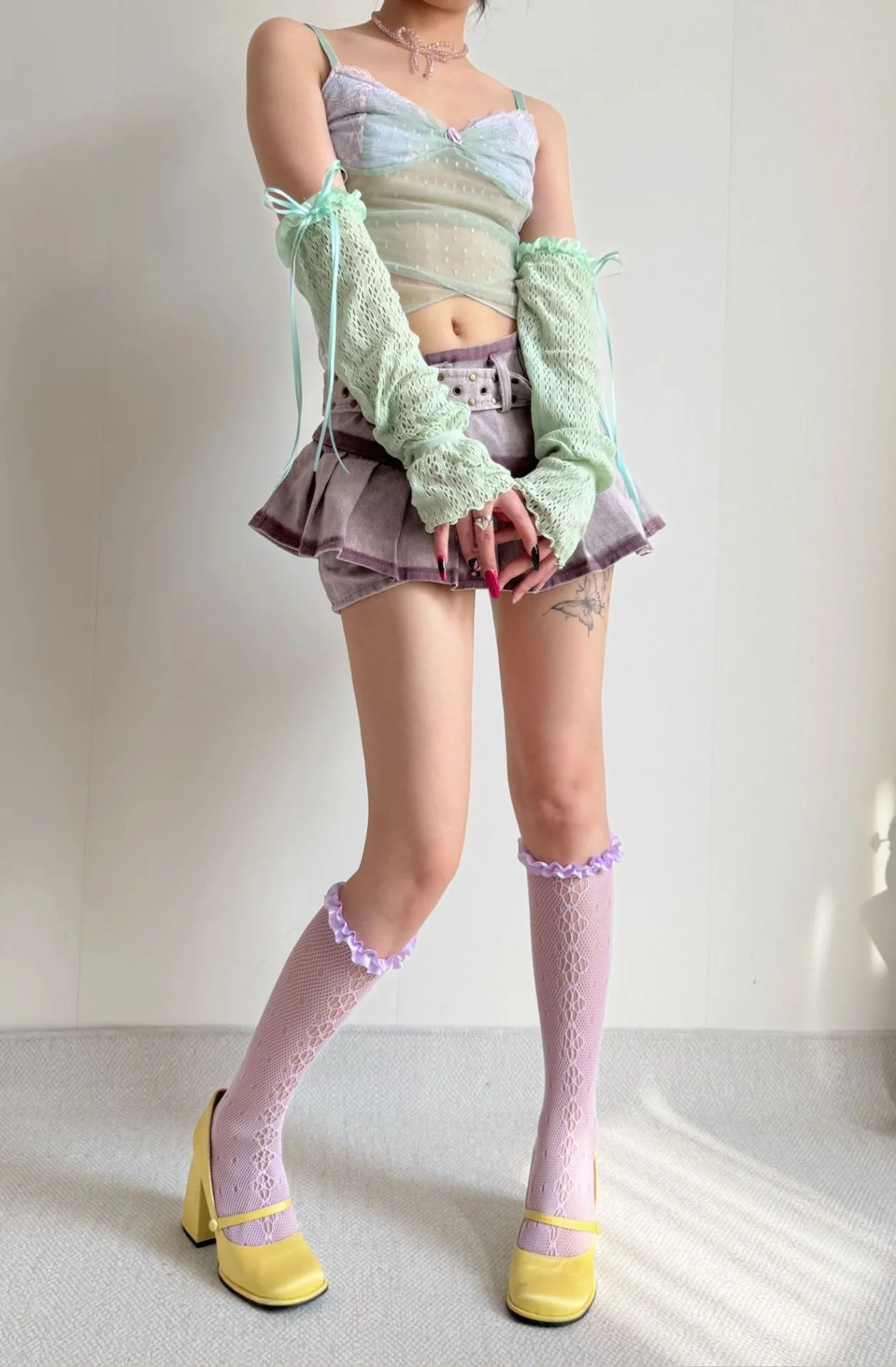 Damen Strümpfe Koreanische Einfarbig Dopamin Süße Sexy Mode Einfache Vielseitige Spitze Hohl Lolita JK Pile Waden Socken Für Mädchen – Detail 11