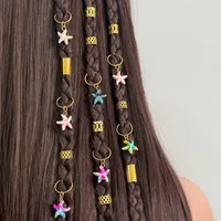 Perles multicolores en forme d'étoile de mer pour tresses, perles pour dreadlocks, 35 pièces/ensemble, tubes et anneaux dorés, outils de coiffure pour tresses bohèmes 1