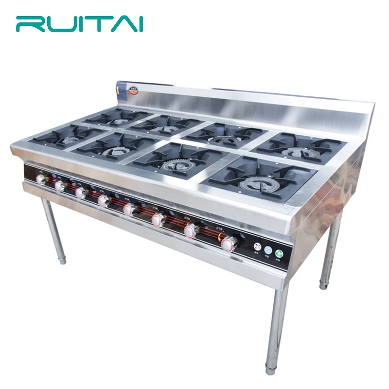 Hotel Restaurant Industrial Kitchen 201 Stainless Steel Gas Stove Commercial Gas Stove 8 Burner 3