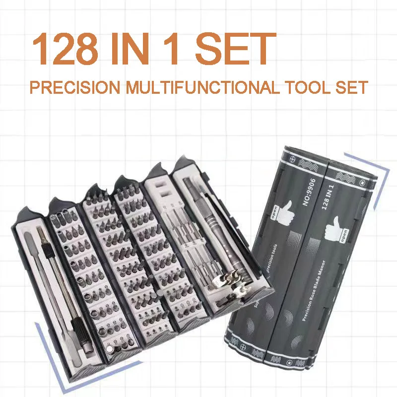 

128 in 1 Screwdriver Set Precision Creative Reel Storage Design Magnetic Repair Tools Phillips Torx Hex Bit Screw Driver Manual