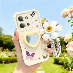 Butterfly Themed Phone Case Set with Lanyard and Craft Embellishments for Redmi 15C (WHITE)