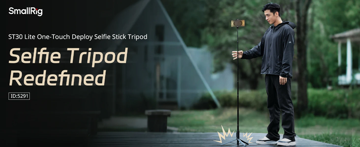 ST30 One-Touch Deploy Selfie Stick Tripod, 57.9" Automatic Tripod w Remote for i