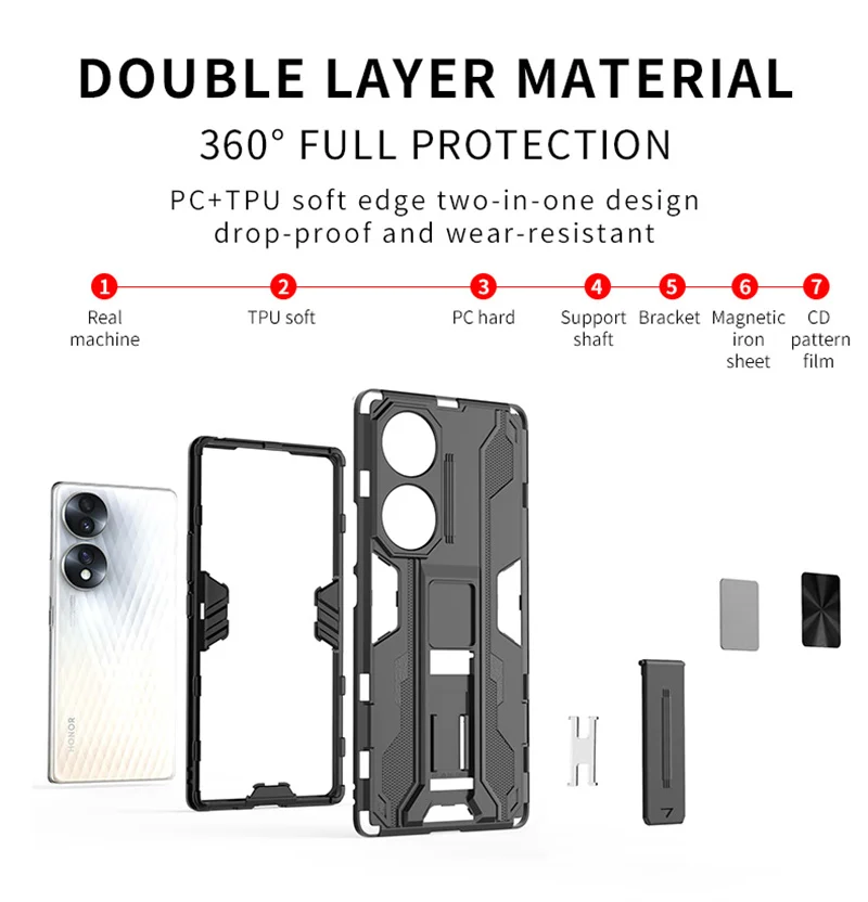Enhanced Armor Shockproof Case with Magnetic Stand Holder - Hard PC Back Cover