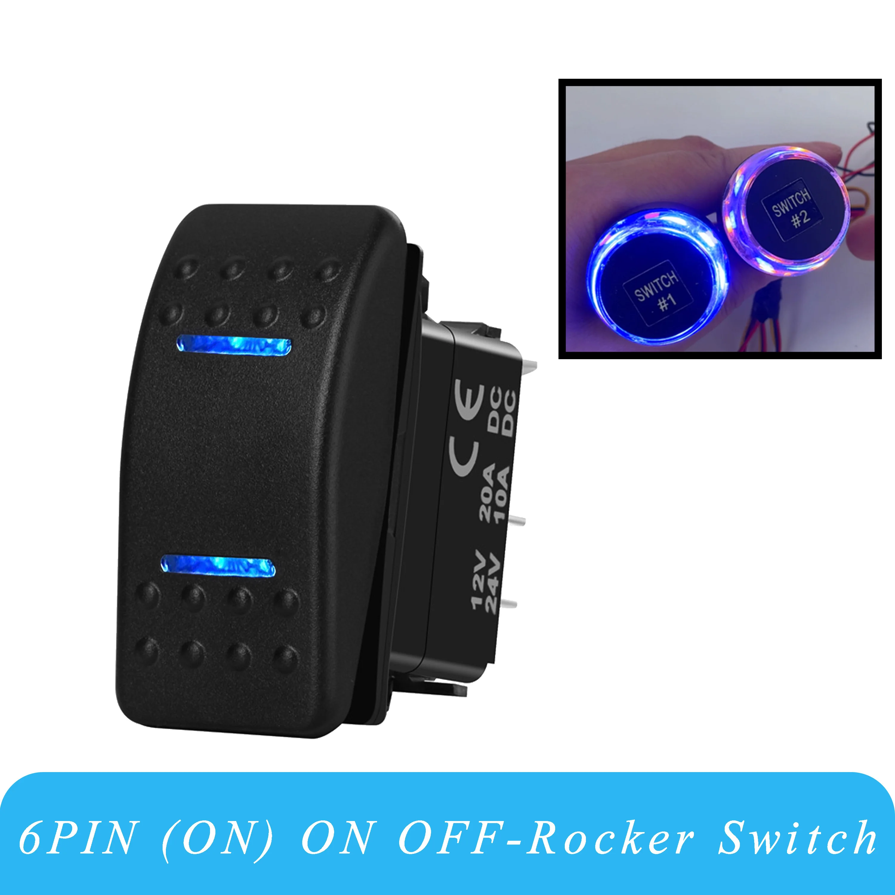 

Водонепроницаемый переключатель IP68, 12 В, 20 А, 6pin, DPDT (вкл.), ВЫКЛ., двойной светодиод, синий/красный/белый/зеленый