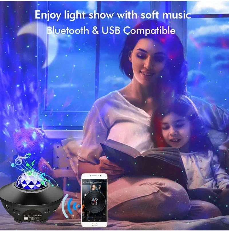 decorative night lights Starry Projector Galaxy Night Light with Ocean Wave Music Speaker Nebula Cloud Ceiling Lamp for Decoration Birthday Gift Party night lamp for bedroom wall