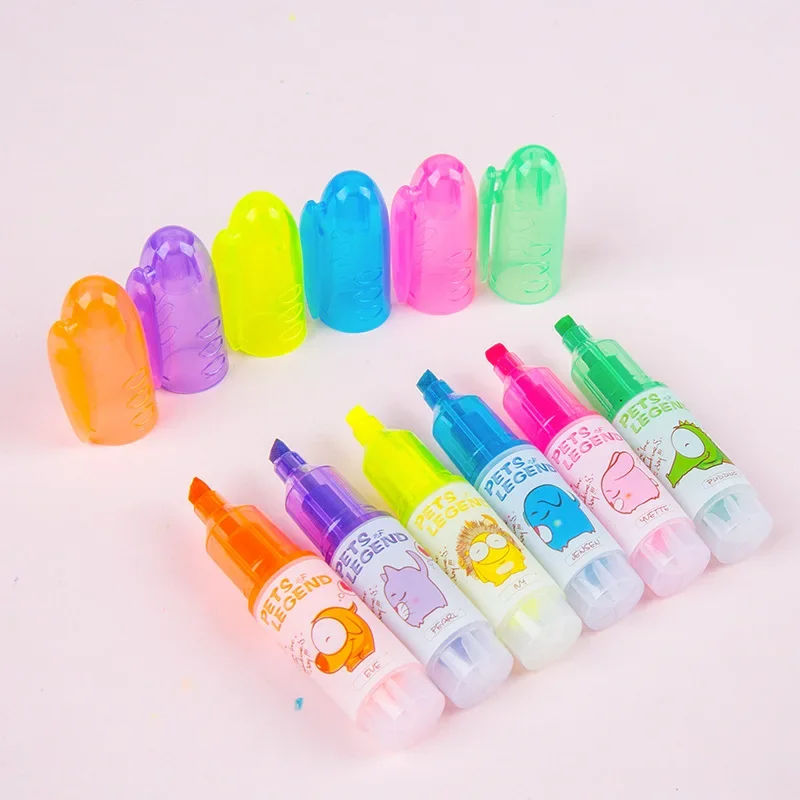 24PCS 휴대용 형광펜 귀여운 미니 DIY 펜 학생 컬러 Marke 편지지