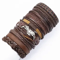 Set of 10 Handmade Black Woven Leather Bracelets for Men and Women - Fashionable Jewelry Gift Collection (Style 20)