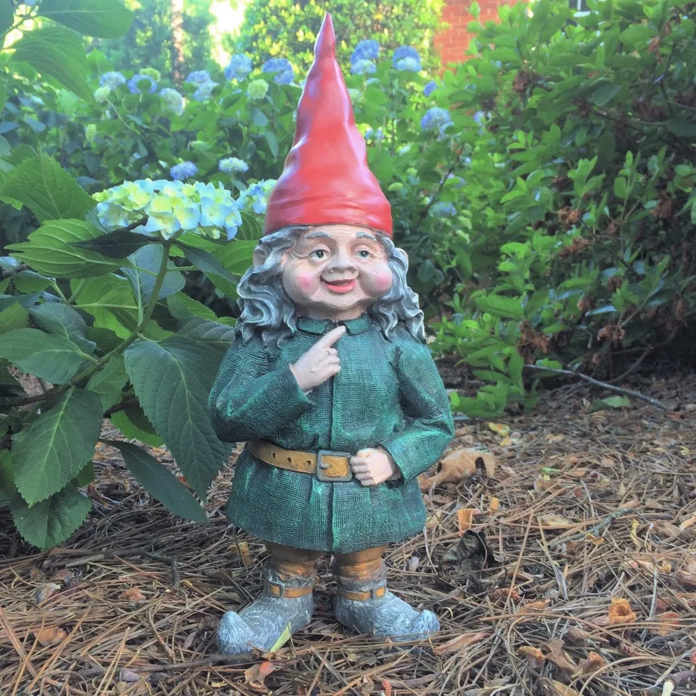 

14.5"H "Zelda" the Female Old World Classic Garden Gnome Large Outdoor Statue Sculptures Backyard & Garden Decorations Gardening