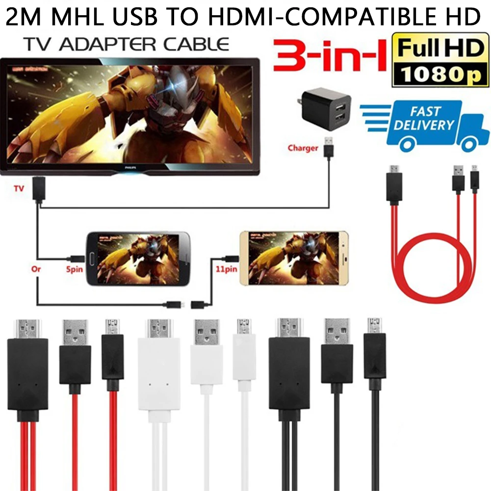 1080P HDTV Cable TV Digital AV Adapter for iphone to HDMI-compatible Cables Samsung Galaxy S3/S4/S5/Note 2/Note 3/Note 4 |