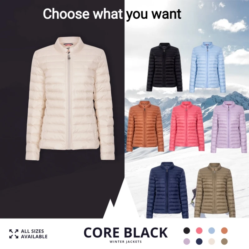 

2024 New Designer Women Jackets 90% White Duck Down Jogging Outdoor Casual Water and Wind-Resistant Women's Jacket