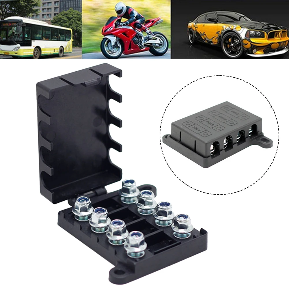 Car Fuse Holder Block 4 Way For Midi Fuse Holder Block 200A Max 4 Fuses 8 Lugs Dual Battery Setups 4x4 Car Part fuse holder