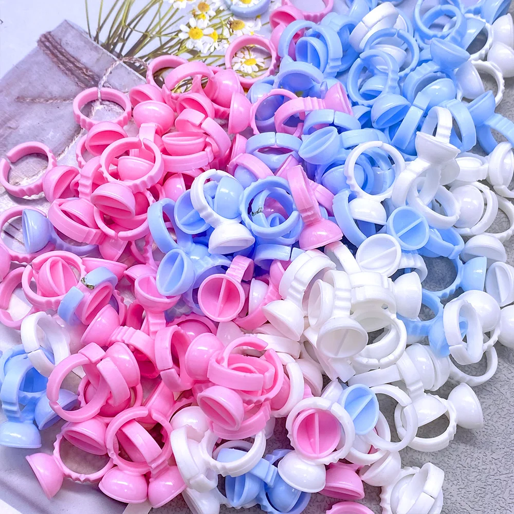 100Pcs Eyelash Glue Fan Cup Rings Wholesale Glue Holder Container Tattoo Pigment Eyelash Extension Tools Lash Supplies