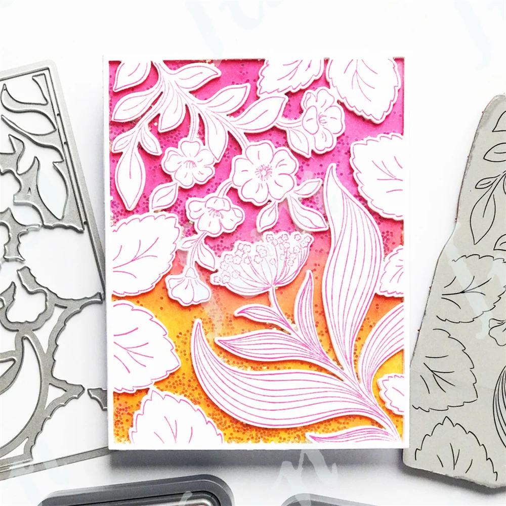 Foliage Flair Metal Cutting Dies Clear Stamps Scrapbooking New Layered Stencils Photo Album DIY Paper Embossing Craft Supplies