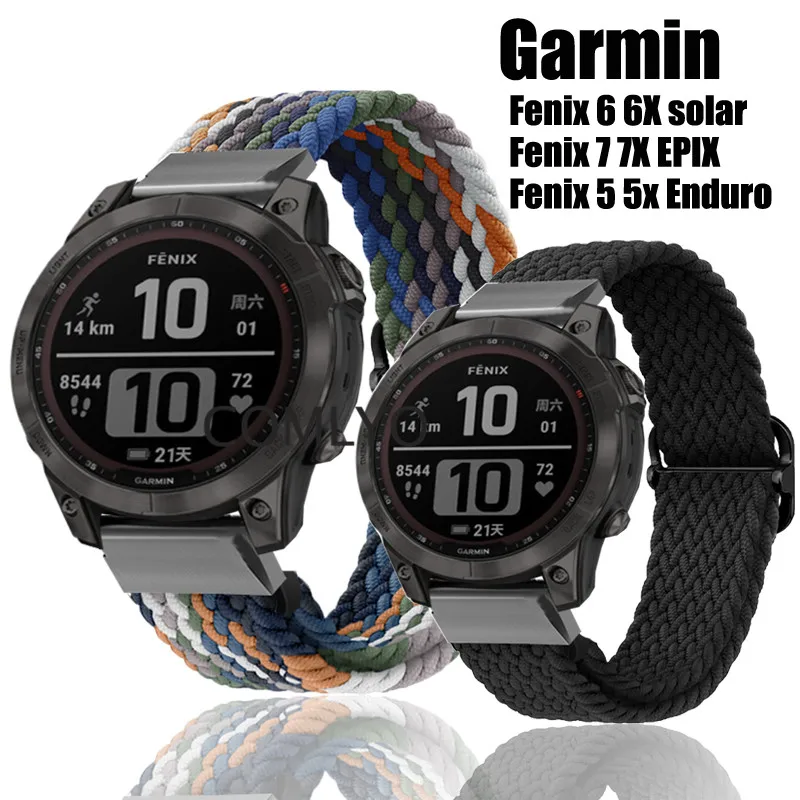 

Watchband for Garmin Fenix 7X 7 Tactix 7 6 6X Pro Solar Enduro 5X Plus 3HR Descent MK1 Mk2 Mk2i EPIX GEN2 Band Strap Nylon Belt