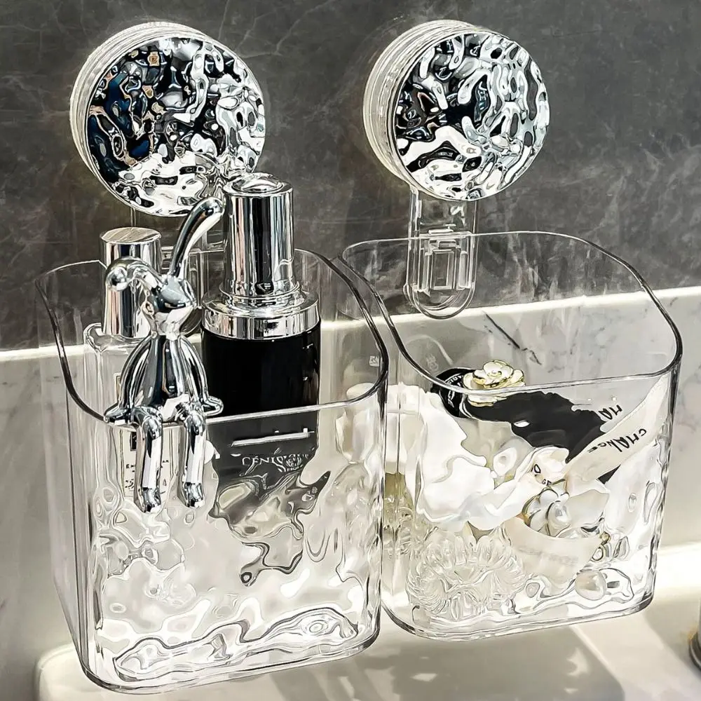 Suction Cup Bathroom Storage Basket Wall Mounted Cosmetic Storage Box Free Punch Shower Shampoo Holder Rack Bath Accessories 3