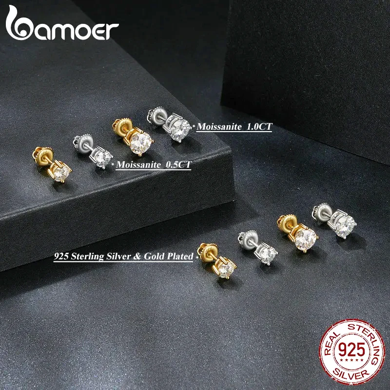 4 Prongs Moissanite Earrings For Women Solid 925 Sterling Silver 2CT VVS1 Lab Diamond Sparkling Classic Wedding Jewelry silver earrings womens earrings