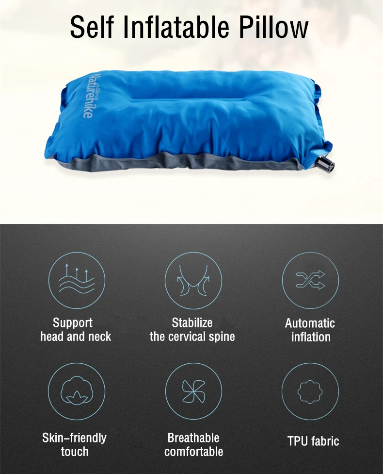 Description Picture 3 of itemNaturehike Camping Automatic Inflatable Pillow Ultralight Silent Foam Self Inflating Sleeping Pillow Hiking Travel Air Pillow
