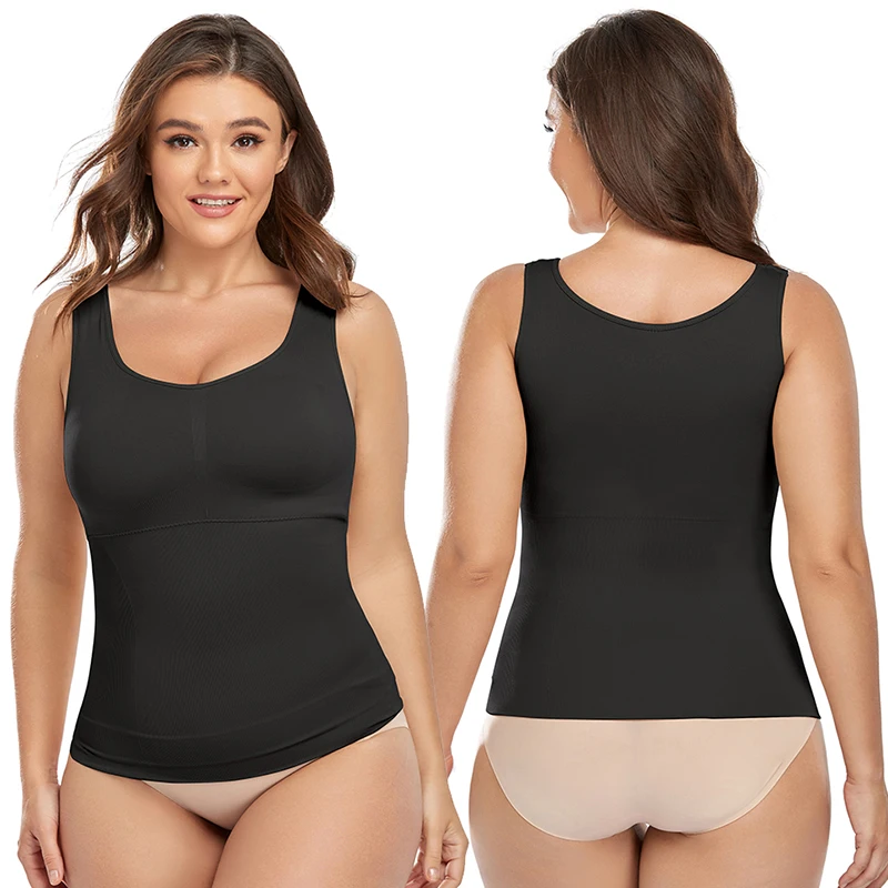 Plus Size Women Shaper Cami with Built in Bra Shapewear Tank Top Tummy Control Camisole Female Slimming Compression Undershirt body shaper